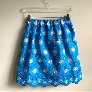 Yumi Kim Embroidered Floral Eyelet Scalloped Lace mini skirt